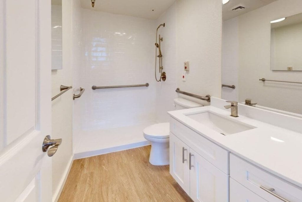 Bathroom Area inside Assisted Living Apartments